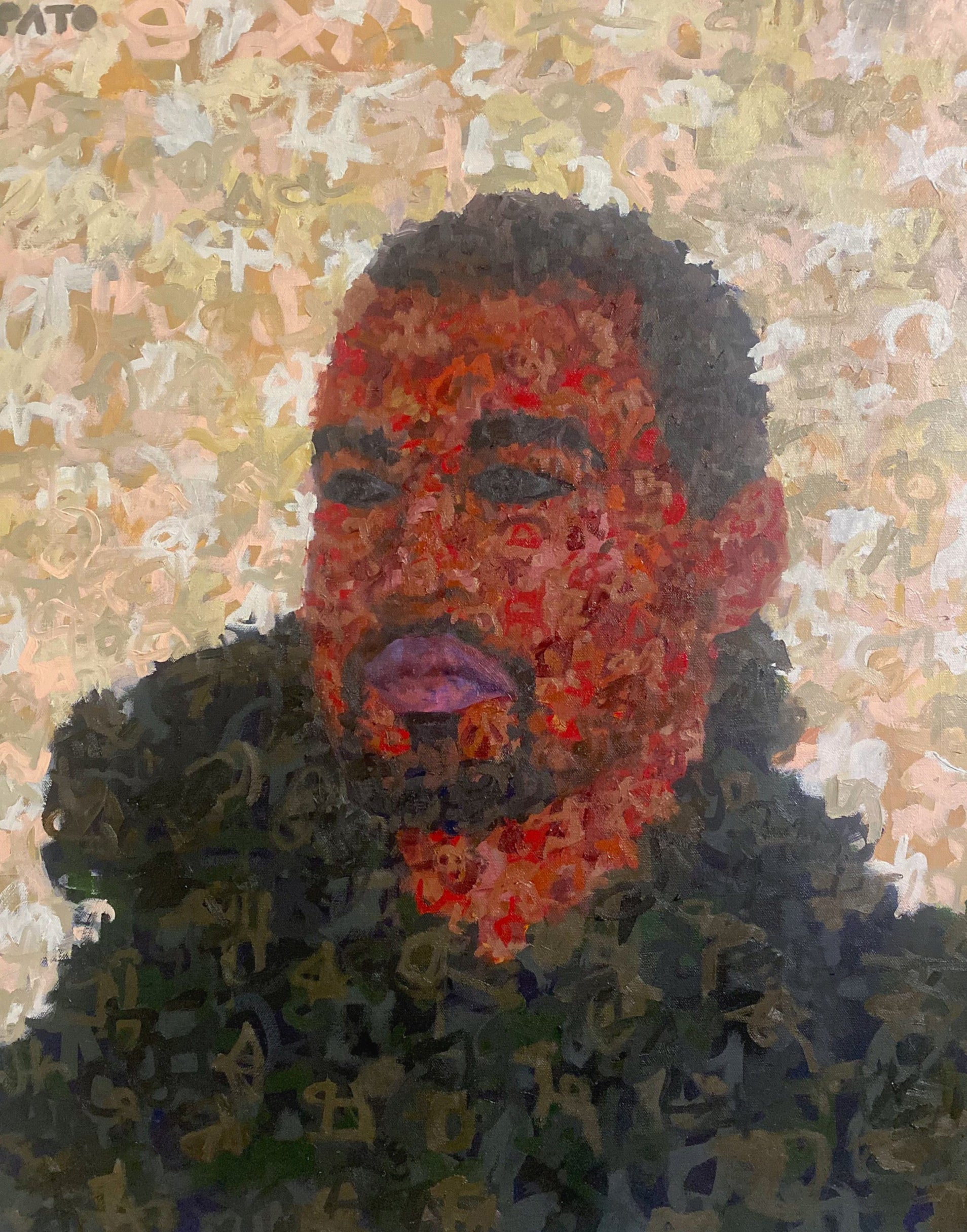 Artistic depiction of a person with a textured background