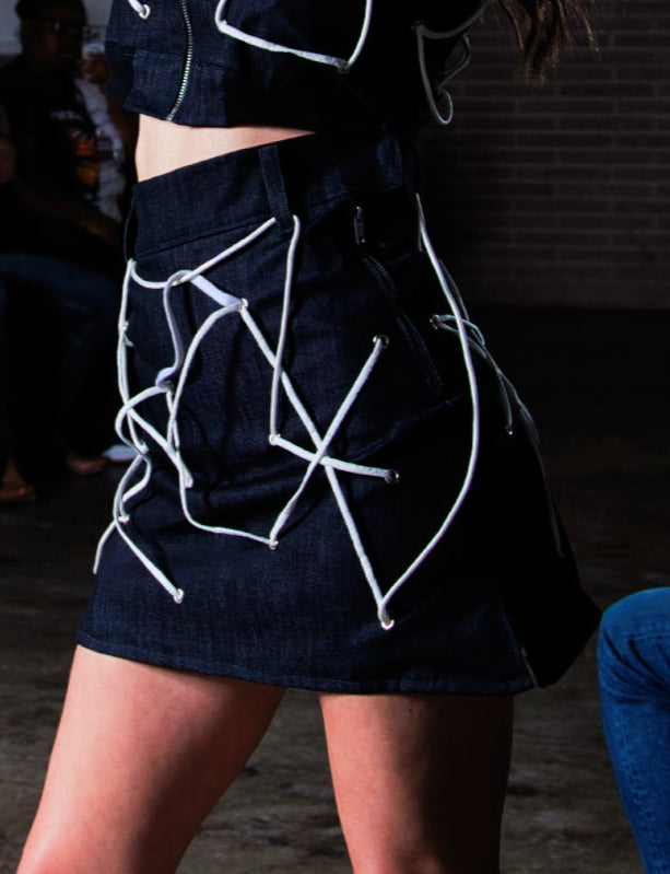 Laced Denim Skirt